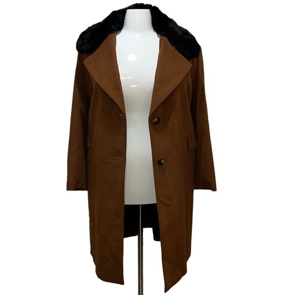 Calvin Klein Single-Breasted Wool Blend Faux-Fur Coat Size 3X NWT - Picture 12 of 16